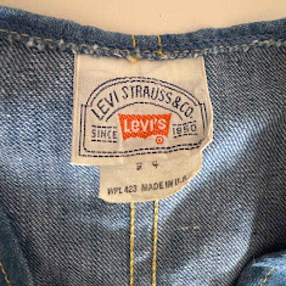 Vintage Levi's Yellow Tab Toddler Kids Rainbow Embroidered Denim Vest Size 4 - Picture 3 of 6